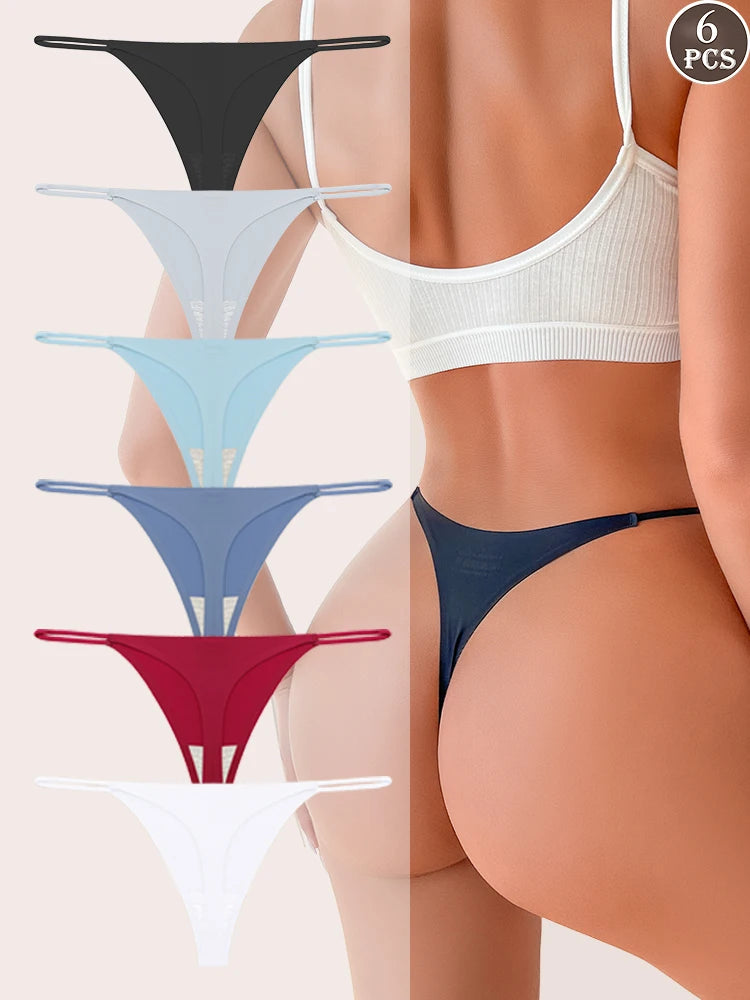 Pack de 6 Tangas sin Costuras de Tiro Bajo Invisibles