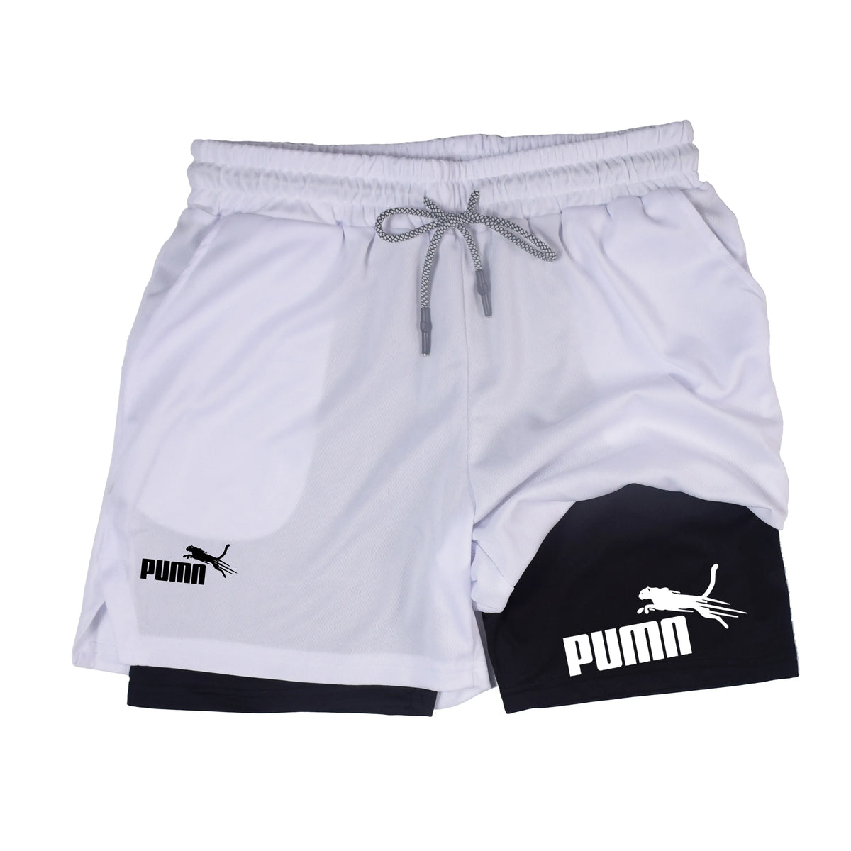 Shorts deportivos para hombre 2 en 1 de doble capa con bolsillos