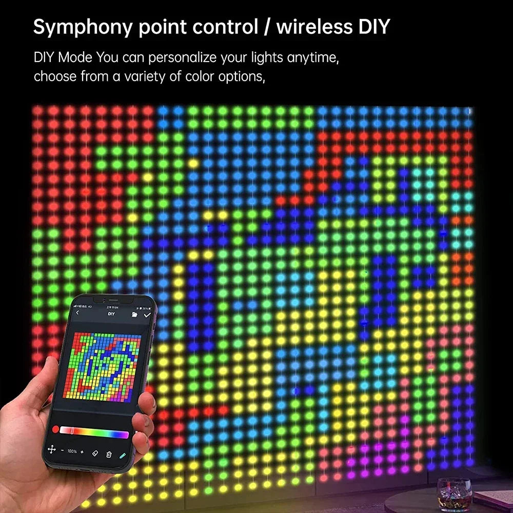 Cortina LED Inteligente RGB – APP + Control Remoto, IP65, 16 Millones de Colores, 1m-3m
