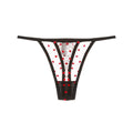 Tanga de malla con corazones y encaje para mujer