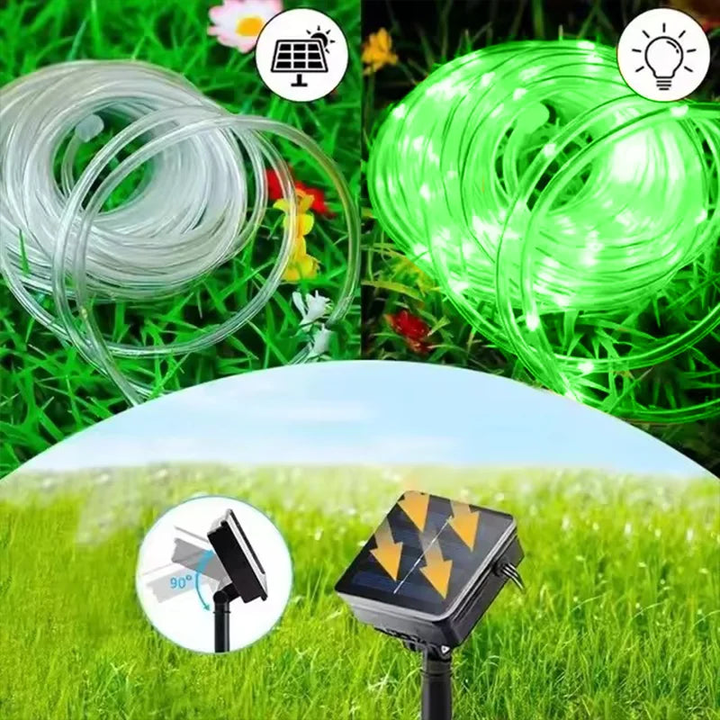 Manguera de luces LED solares para jardín y terraza