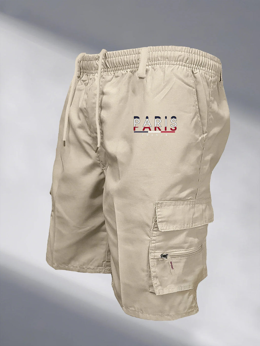 Bermudas cargo para hombre con bolsillos y cintura ajustable