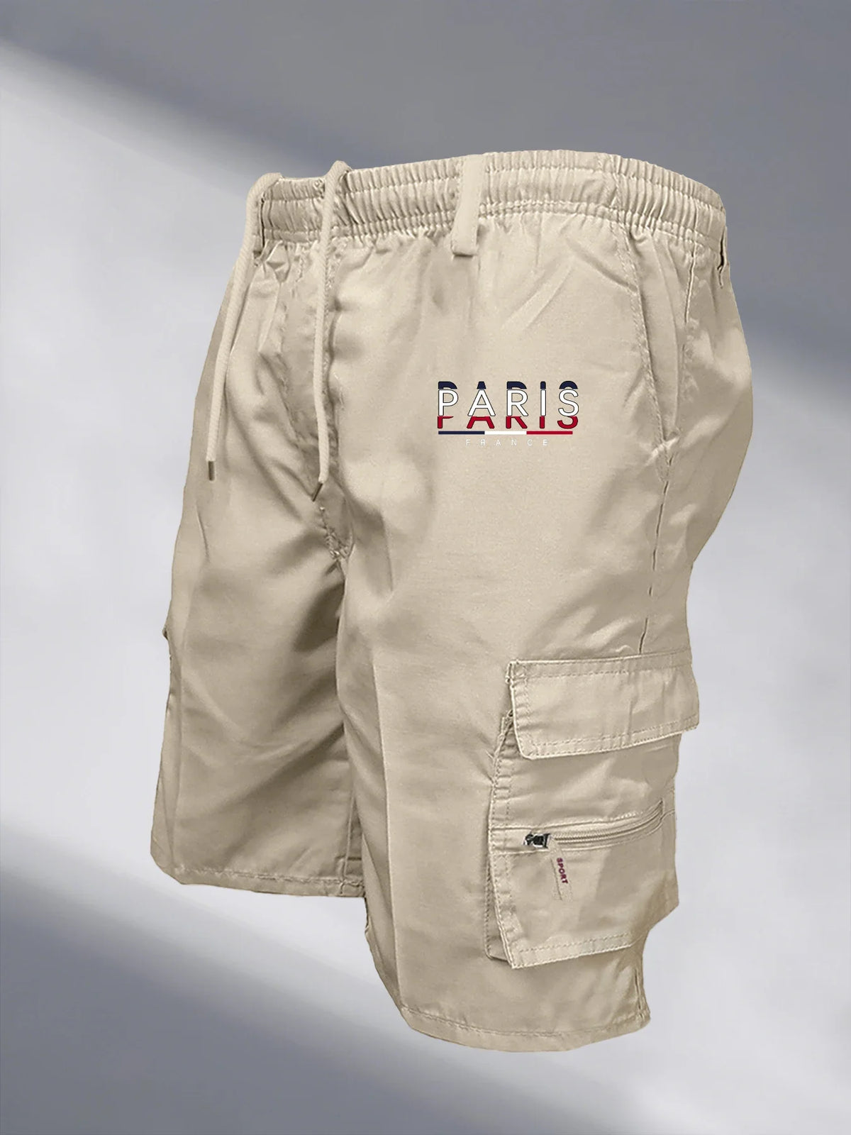 Bermudas cargo para hombre con bolsillos y cintura ajustable