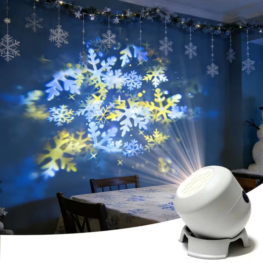 Proyector LED Recargable USB Type-C – Copos de Nieve, Navidad y Océano, Dimmable, Para Habitación y Fiestas