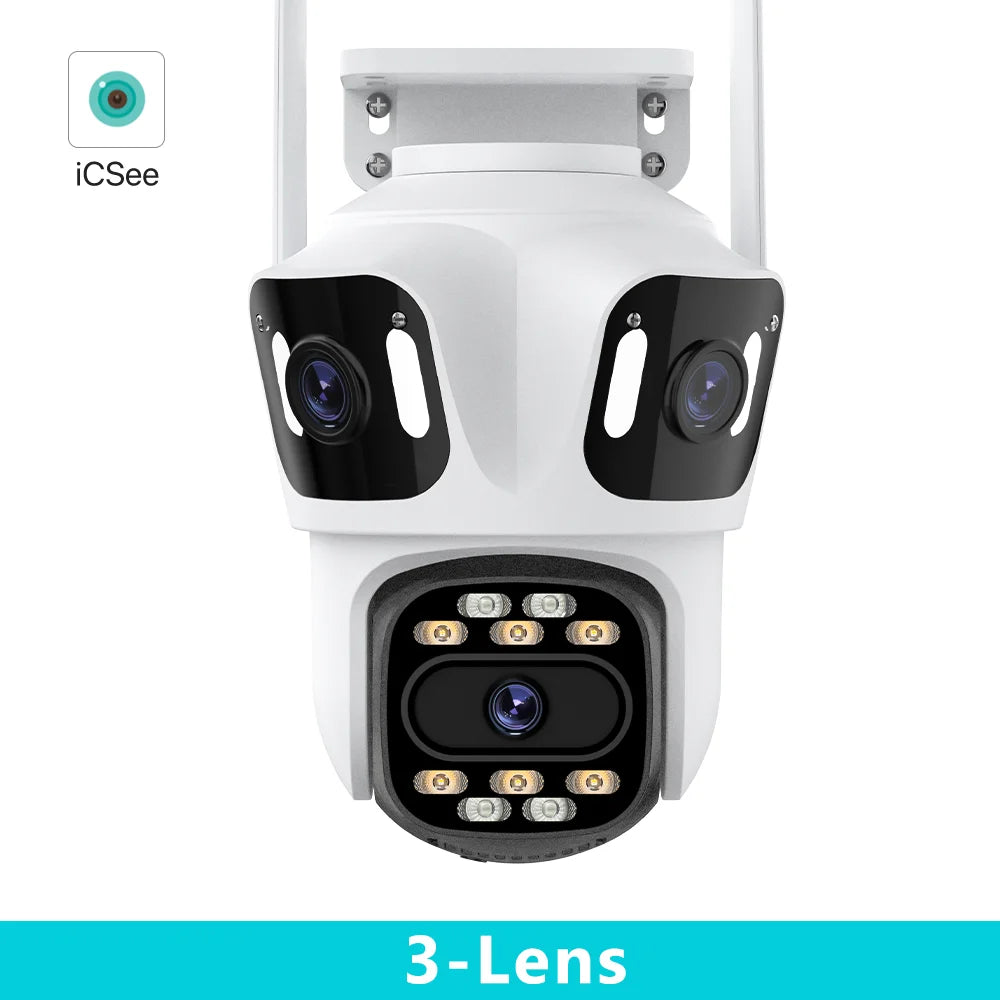 Cámara de Seguridad WiFi Exterior de 2 o 3 Lentes – Seguimiento Automático, Visión Nocturna a Color y Audio Bidireccional