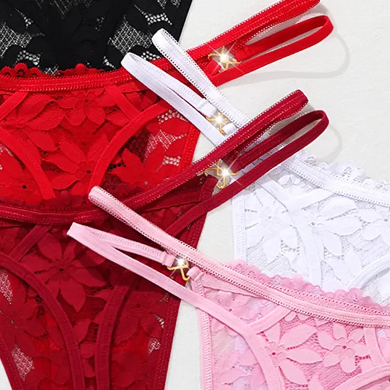 Paquete de 5 tangas con encaje para mujer en tallas grandes