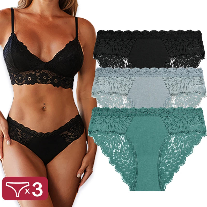 Pack de 3 Pantys de Encaje con Espalda Calada