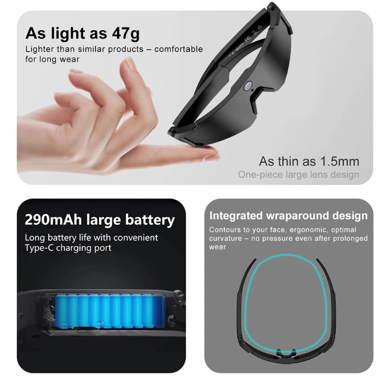 Gafas inteligentes con cámara, Bluetooth y asistente de voz