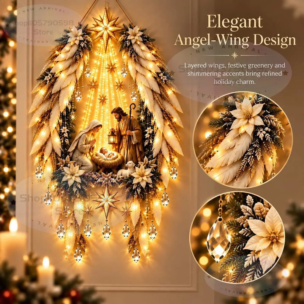 Estrella de Belén de la Fe: nacimiento iluminado para pared