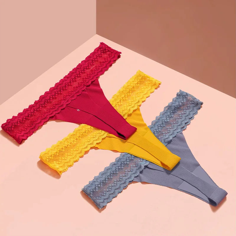 Tanga de cintura baja para mujer con detalles de encaje