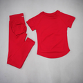 Conjunto deportivo de mujer sin costuras con top de manga corta y leggings