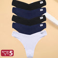 Set de 5 Panties de Algodón para Mujer, Tipo Bikini de Tiro Bajo