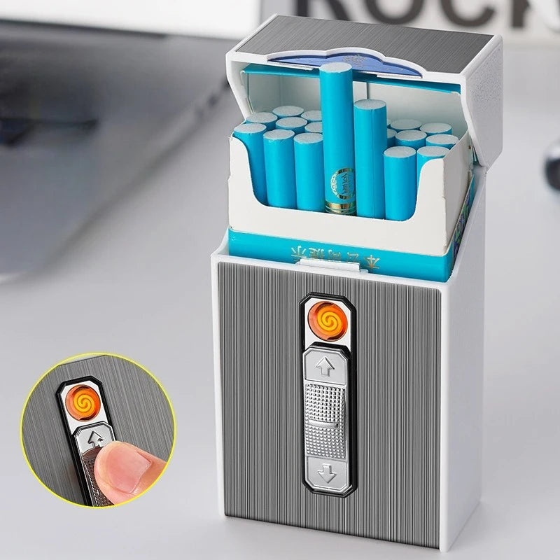 Cigarrera con encendedor integrado en varios colores