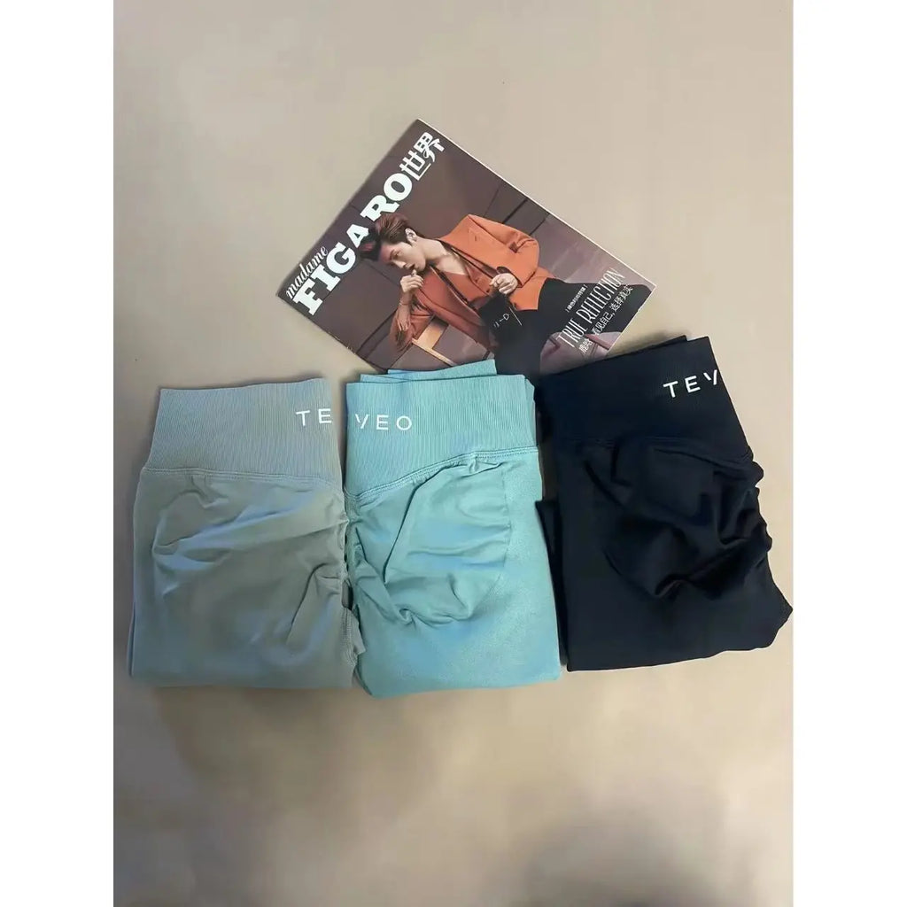 Leggings deportivos para mujer con cintura baja y efecto fruncido