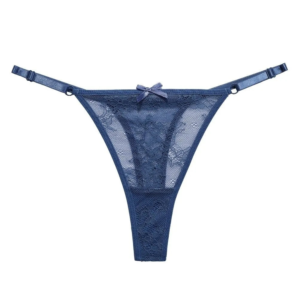 Tanga de encaje y malla para mujer de cintura baja