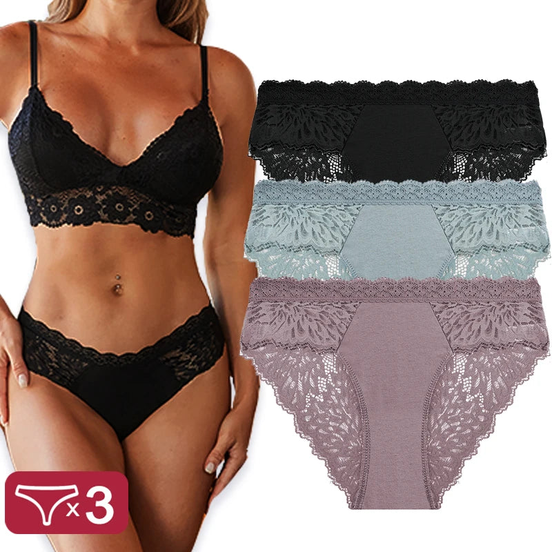 Pack de 3 Pantys de Encaje con Espalda Calada