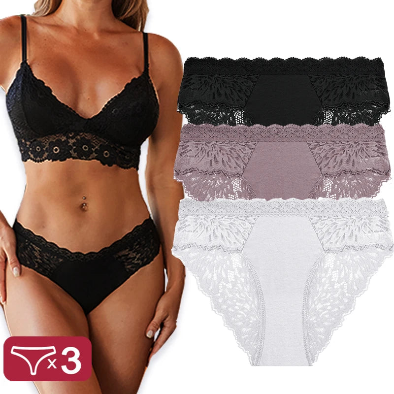 Pack de 3 Pantys de Encaje con Espalda Calada