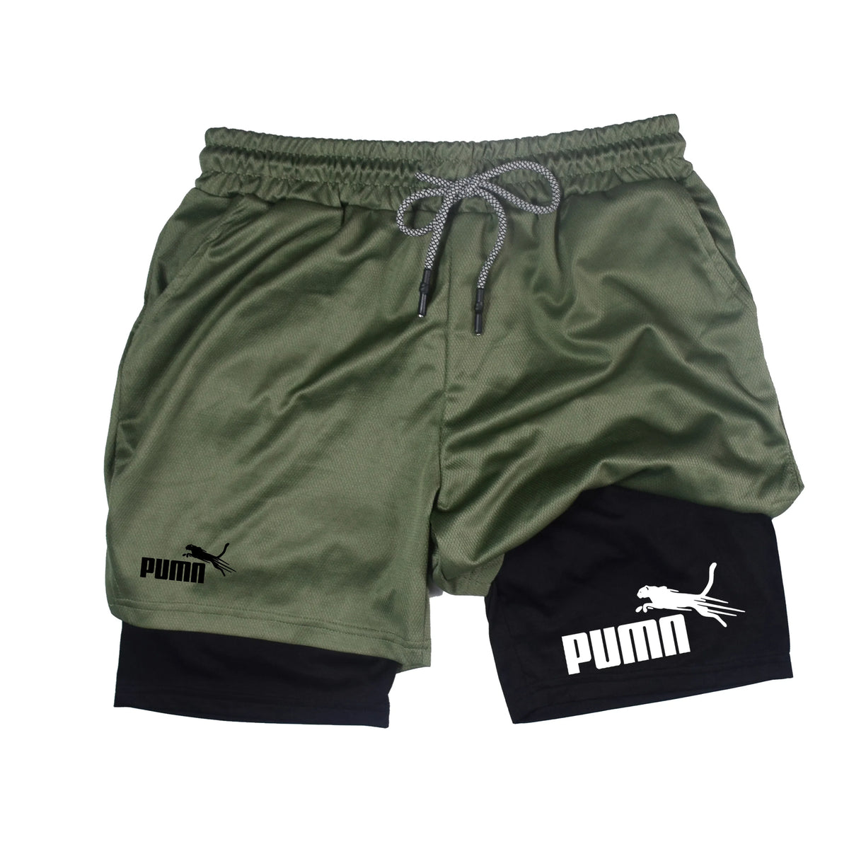 Shorts deportivos para hombre 2 en 1 de doble capa con bolsillos