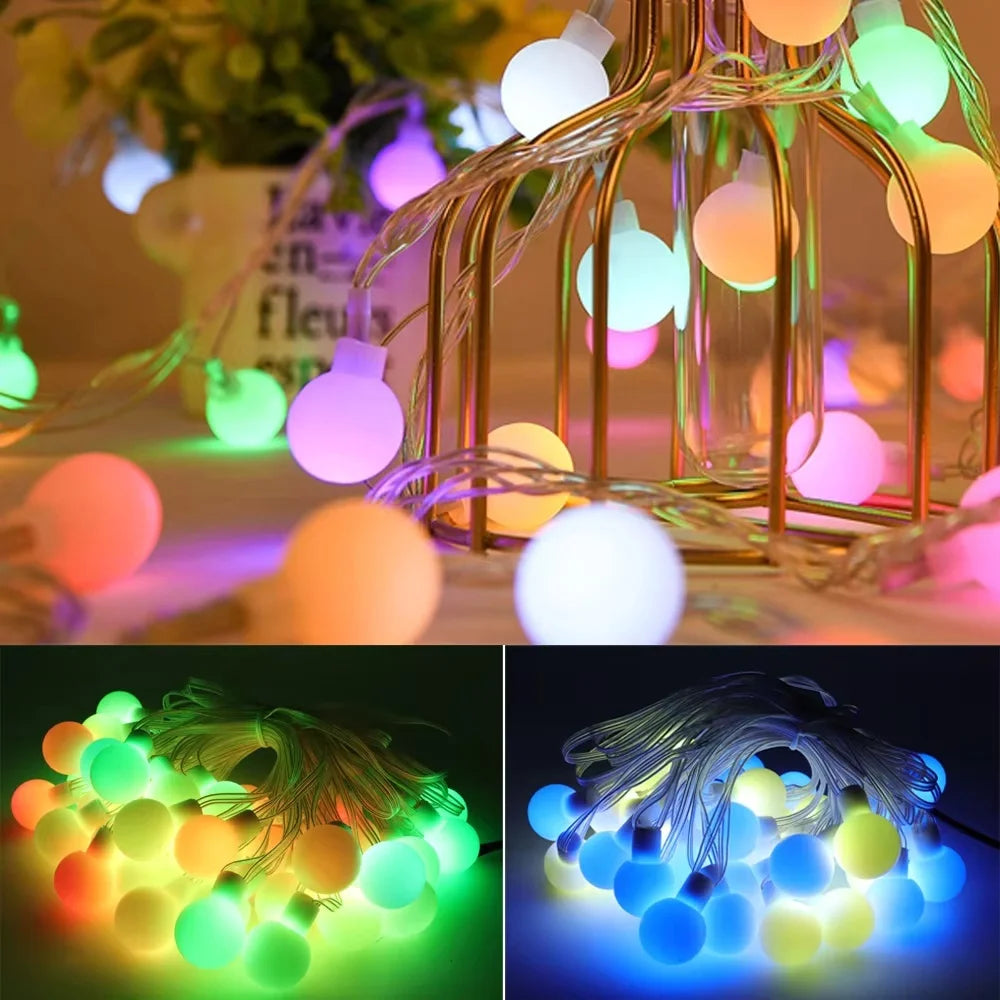 Smart Bulb String Lights RGB – Bluetooth App & Remote, IP65 Waterproof