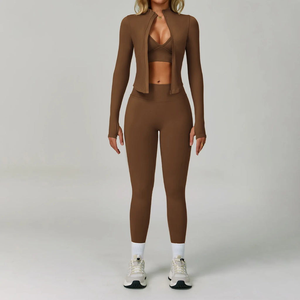 Conjunto deportivo sin costuras para mujer de 2 o 3 piezas