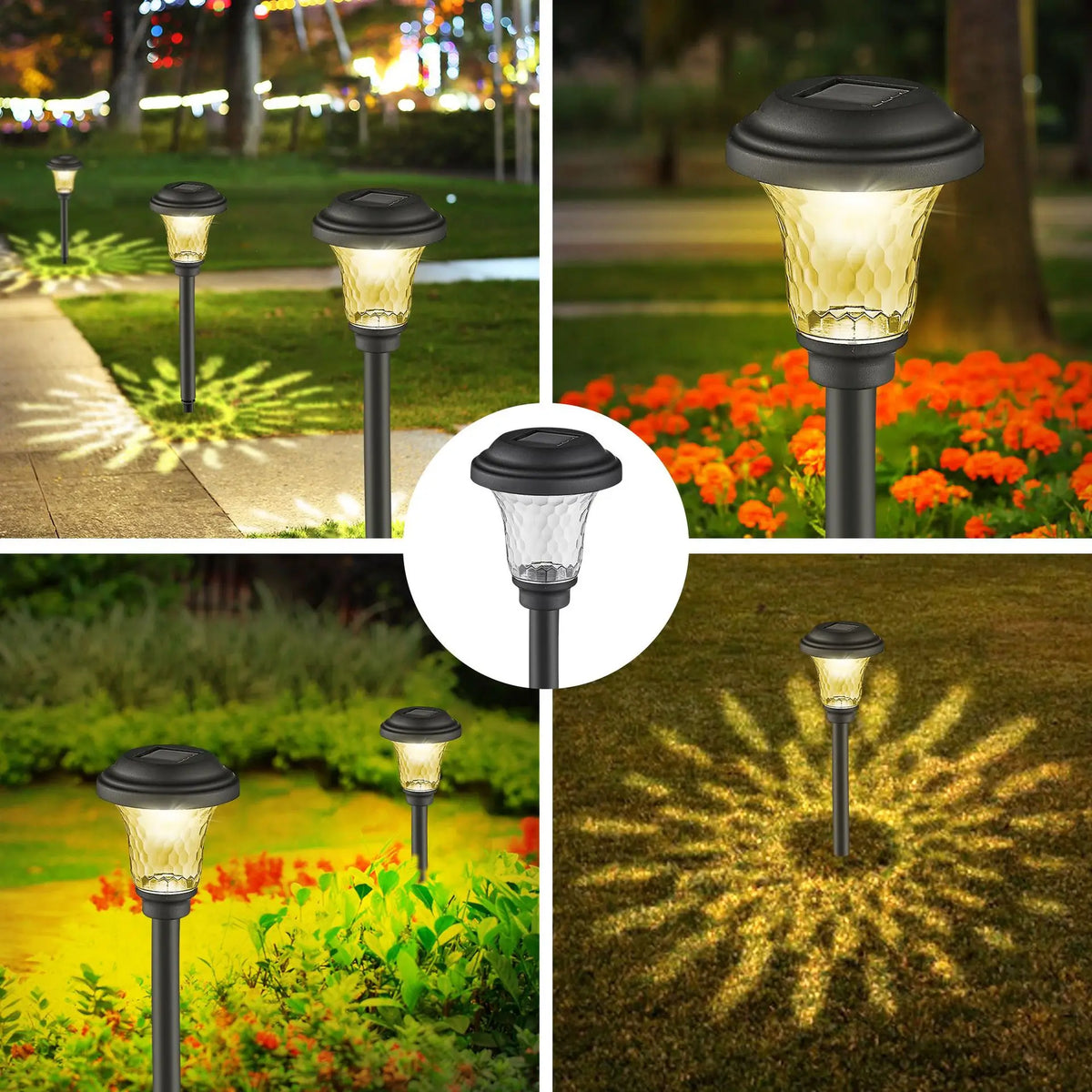 Lámpara solar LED para jardín y senderos | Luz cálida o RGB
