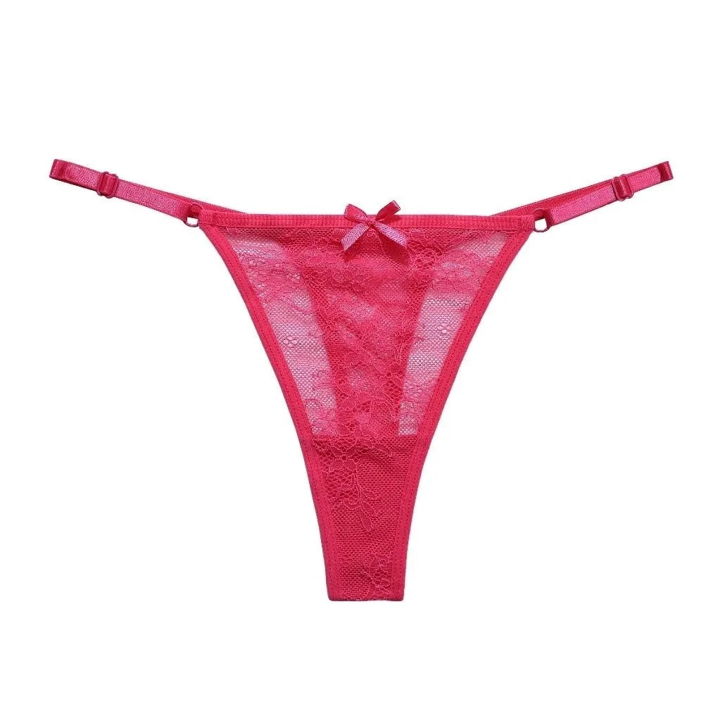 Tanga de encaje y malla para mujer de cintura baja