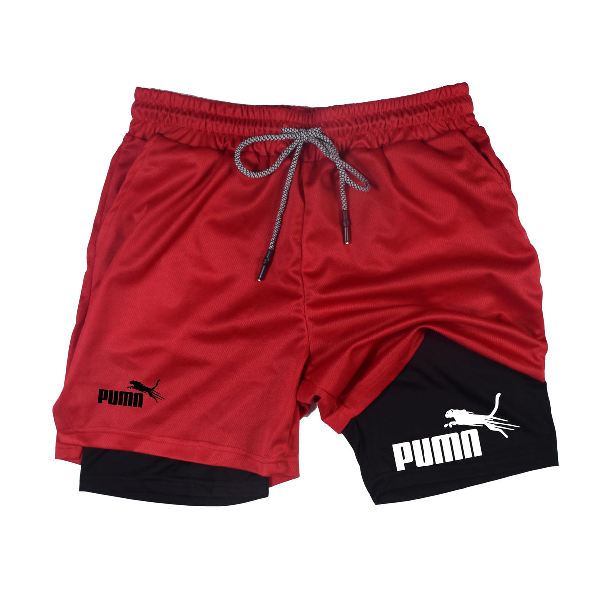 Shorts deportivos para hombre 2 en 1 de doble capa con bolsillos