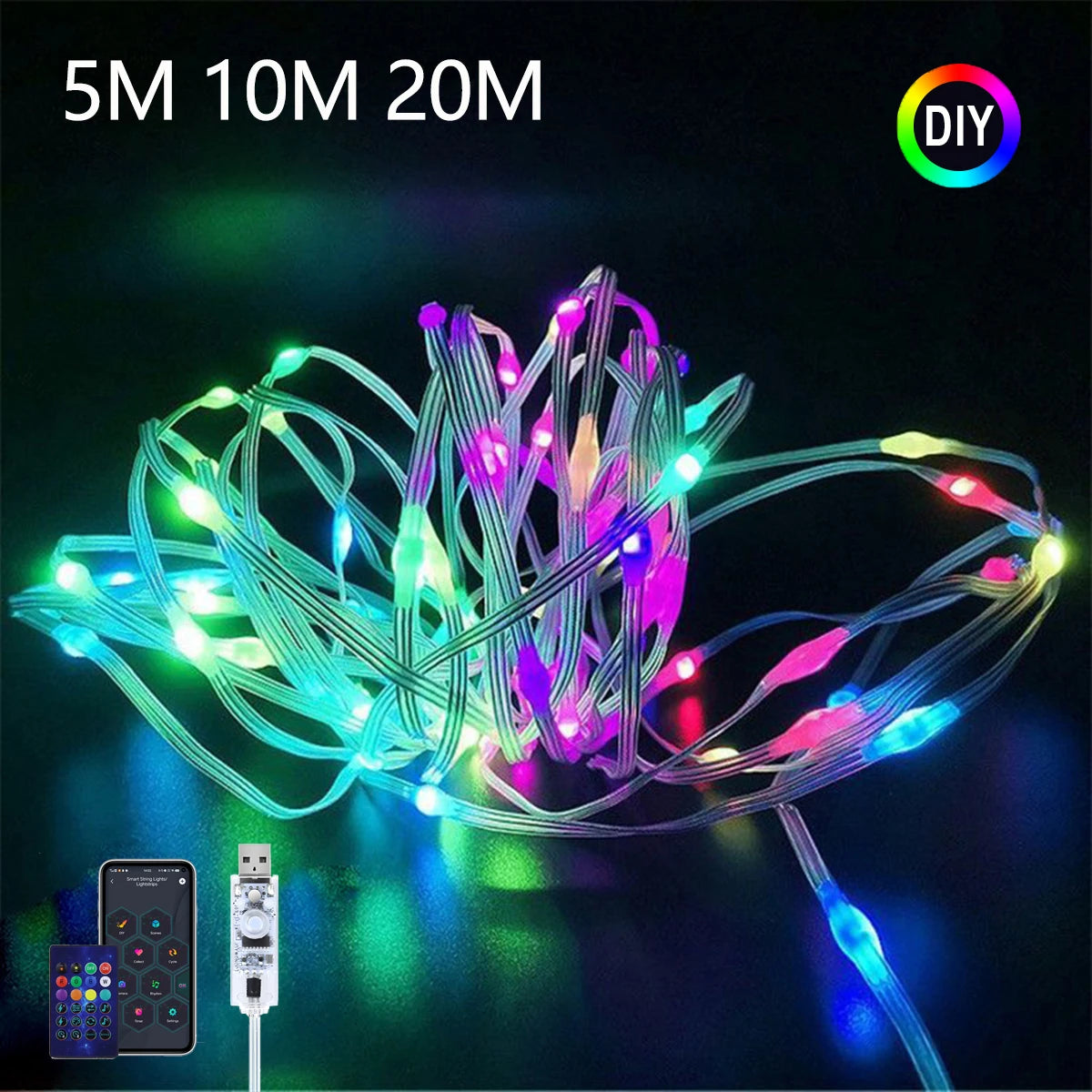 Luces LED RGBIC Dreamcolor Bluetooth – WS2812B USB IP65 Waterproof 5M-20M