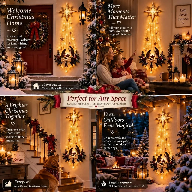 Estrella de Belén: decoración navideña de pared con nacimiento iluminado