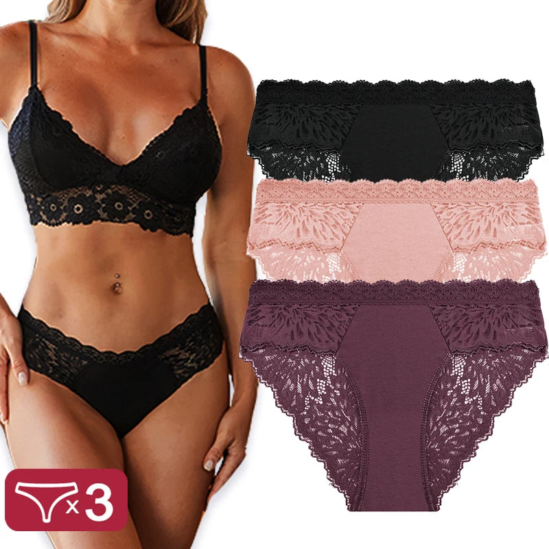 Pack de 3 Pantys de Encaje con Espalda Calada