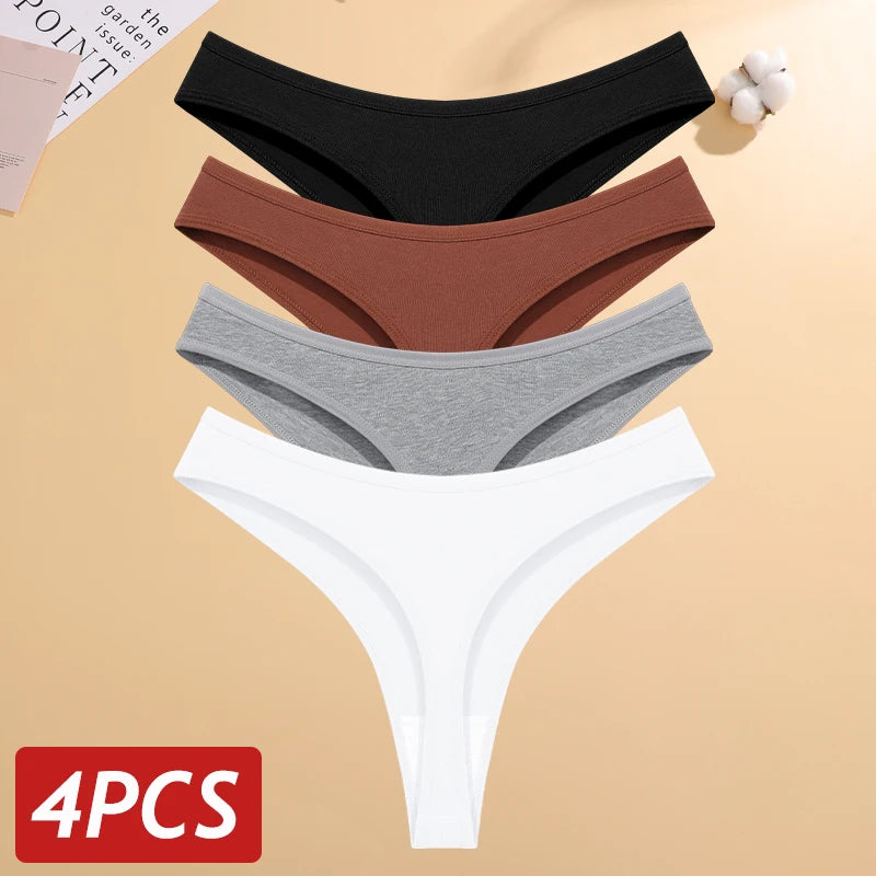 Paquete de 4 tangas estampadas de algodón para mujer