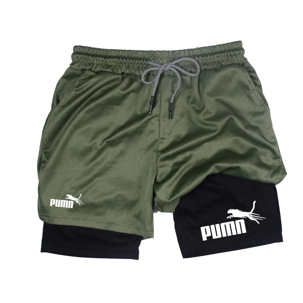 Shorts deportivos para hombre 2 en 1 de doble capa con bolsillos