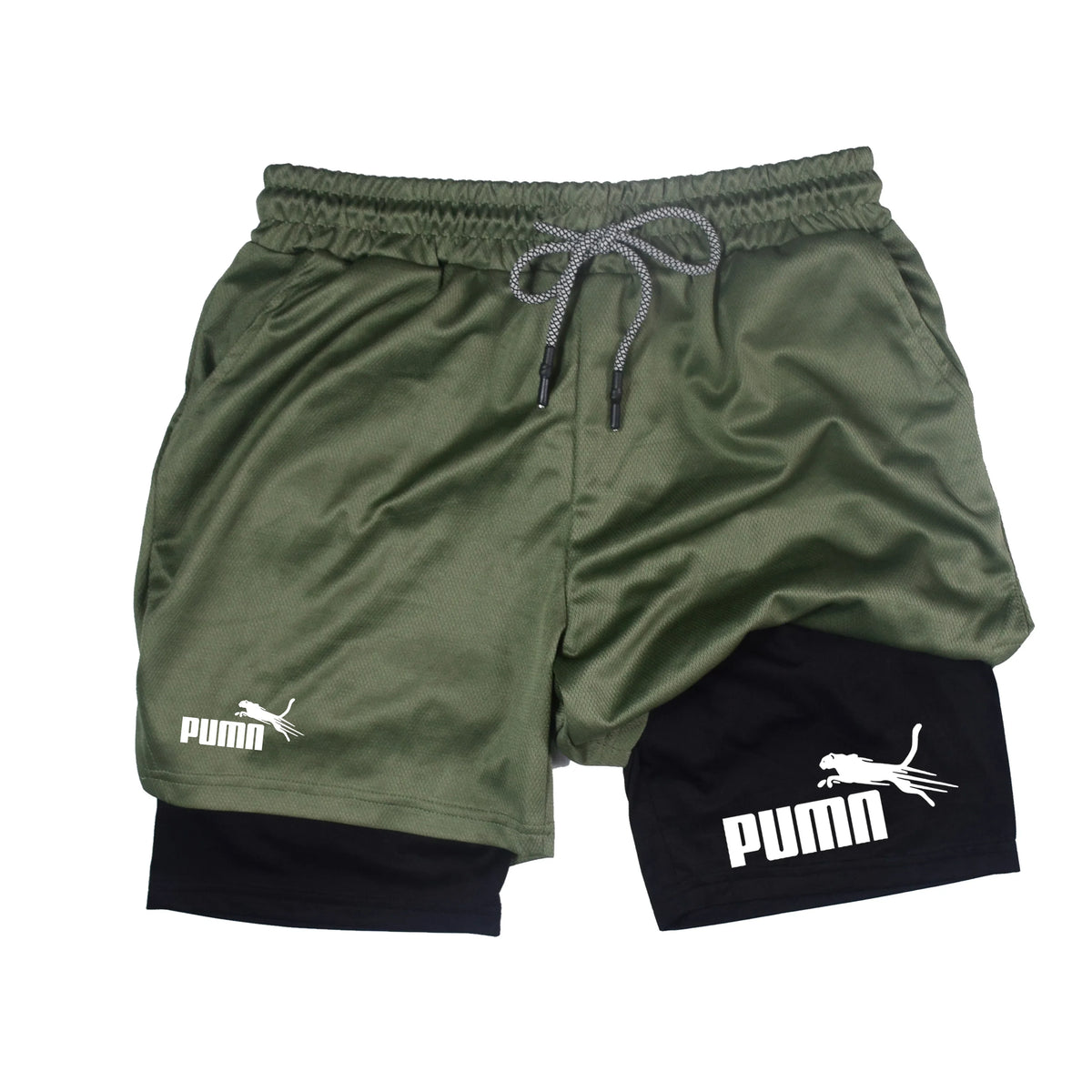 Shorts deportivos para hombre 2 en 1 de doble capa con bolsillos