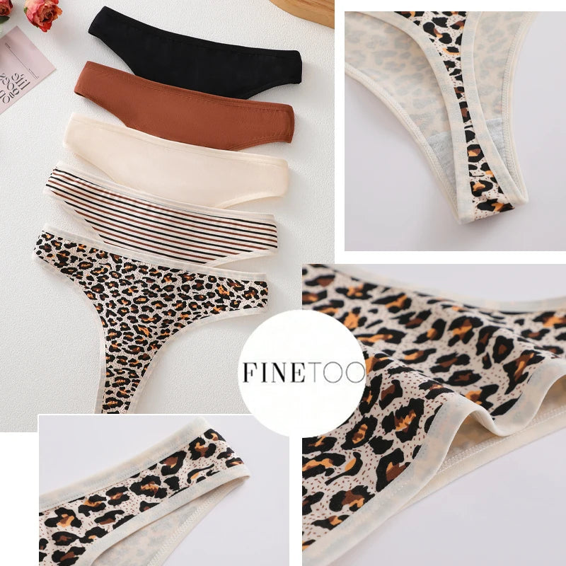 Paquete de 4 tangas estampadas de algodón para mujer