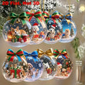 Set de 8 adornos navideños colgantes de madera con perritos