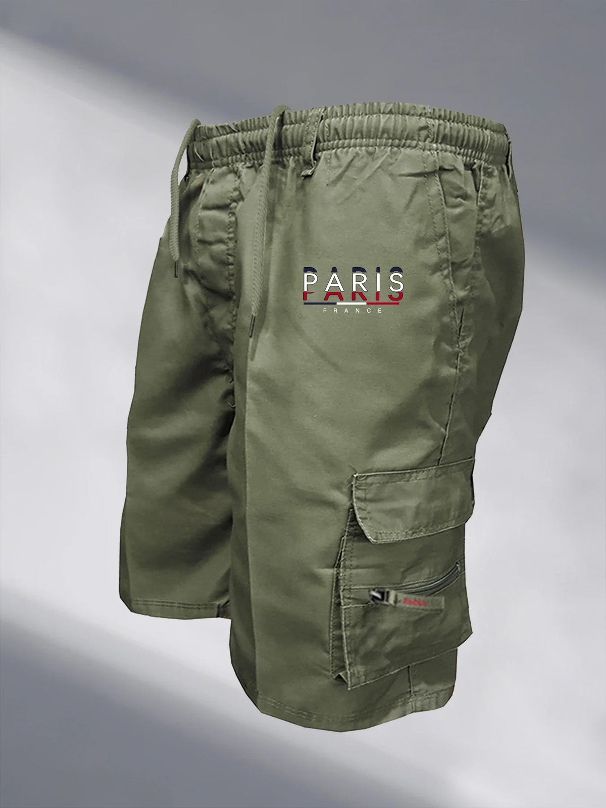 Bermudas cargo para hombre con bolsillos y cintura ajustable