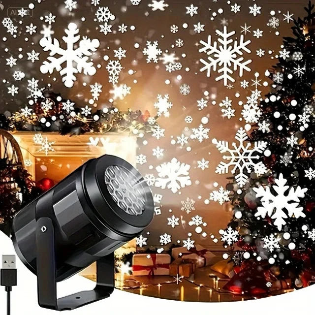 Rotating Projector Light – Christmas, Halloween & Snowflake USB Ambient Decor