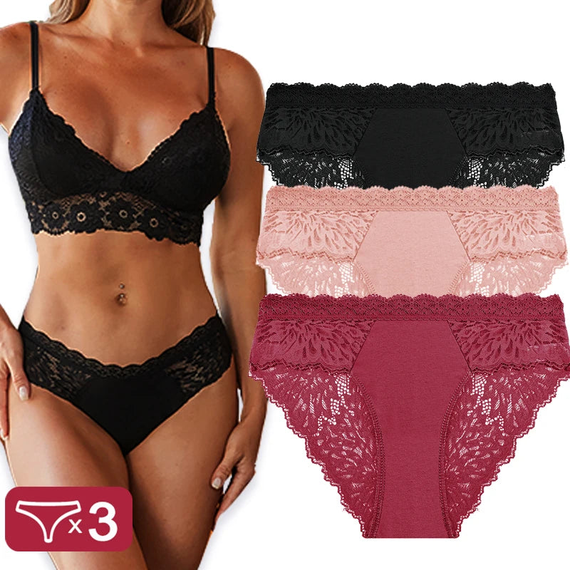 Pack de 3 Pantys de Encaje con Espalda Calada