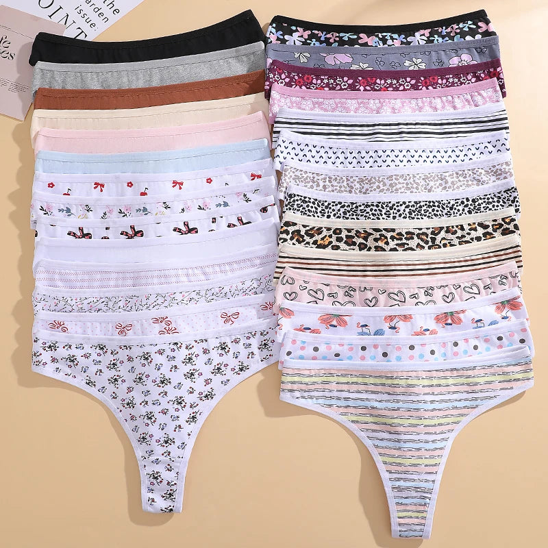 Paquete de 4 tangas estampadas de algodón para mujer