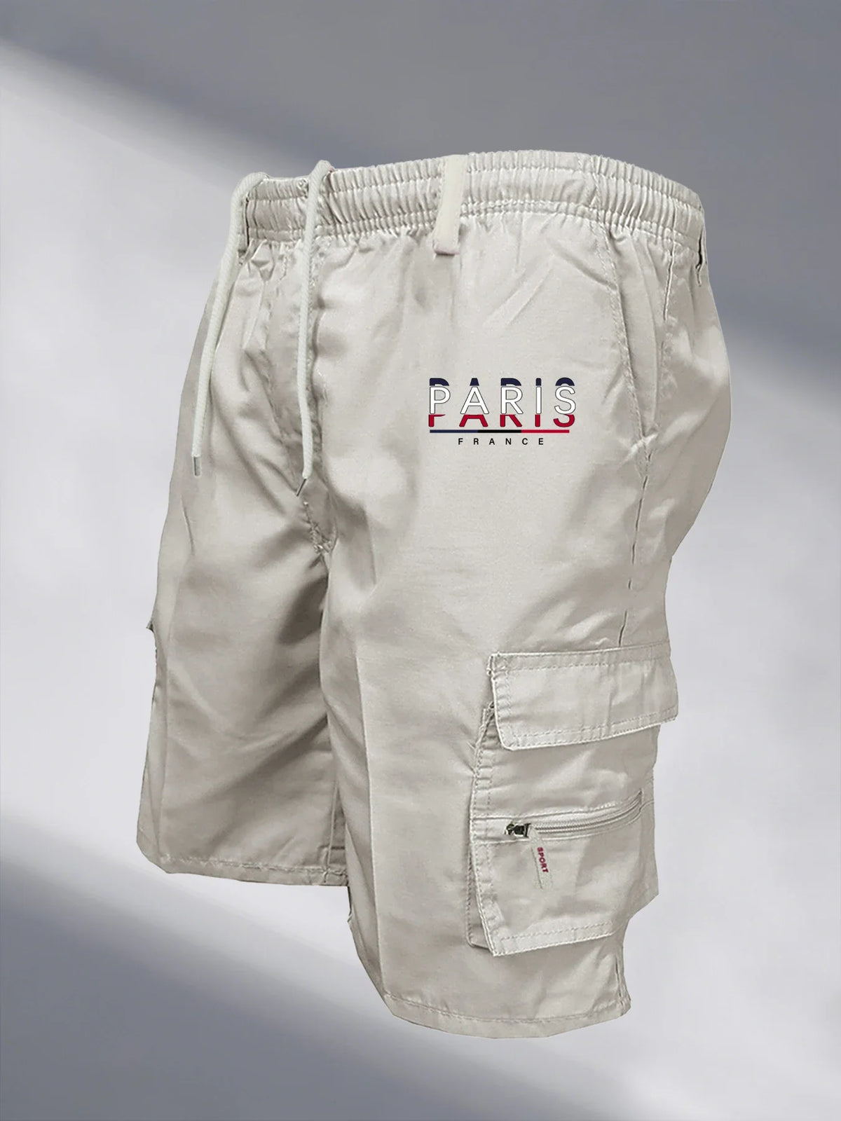 Bermudas cargo para hombre con bolsillos y cintura ajustable