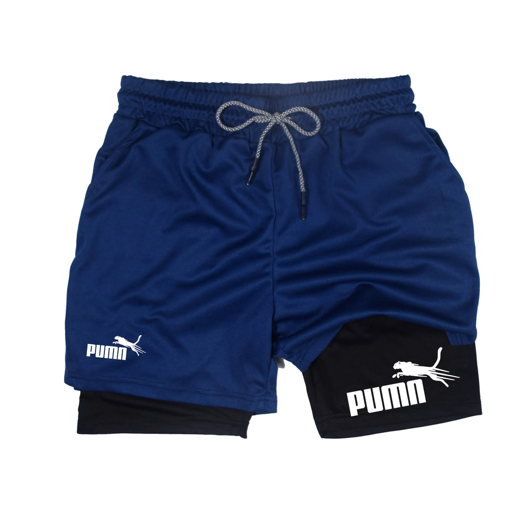Shorts deportivos para hombre 2 en 1 de doble capa con bolsillos