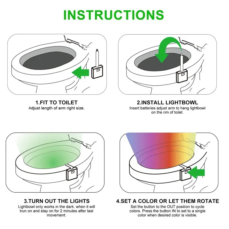 Luz LED nocturna para inodoro con sensor de movimiento y 8 o 16 colores