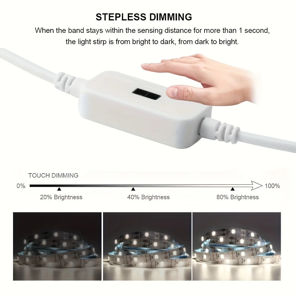 Tira LED USB de 1 metro con sensor de mano para cocina y armarios