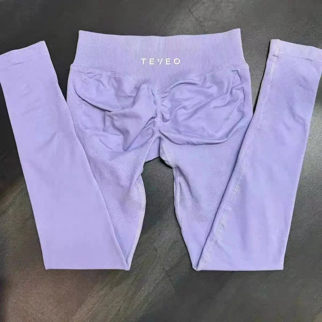 Leggings deportivos para mujer con cintura baja y efecto fruncido