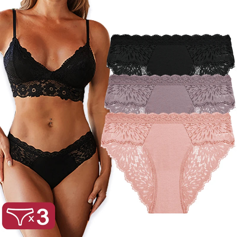 Pack de 3 Pantys de Encaje con Espalda Calada