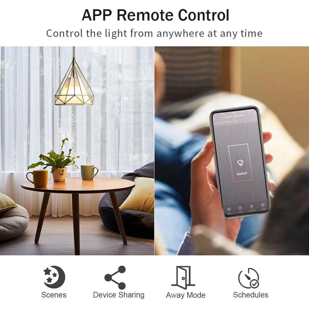Interruptor inteligente táctil Wi-Fi Tuya para luces