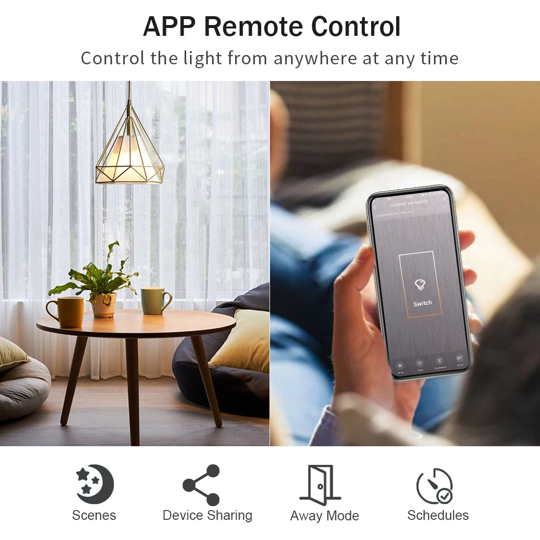 Interruptor inteligente táctil Wi-Fi Tuya para luces