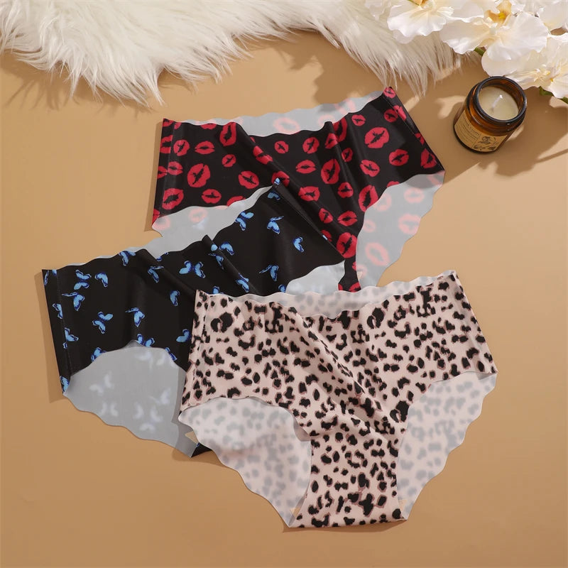 Set de 3 Panties Sin Costuras para Mujer, Tiro Alto, Estampados