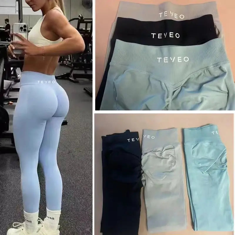 Leggings deportivos para mujer con cintura baja y efecto fruncido