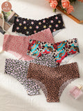 Paquete de 5 panties para mujer, lisos y estampados